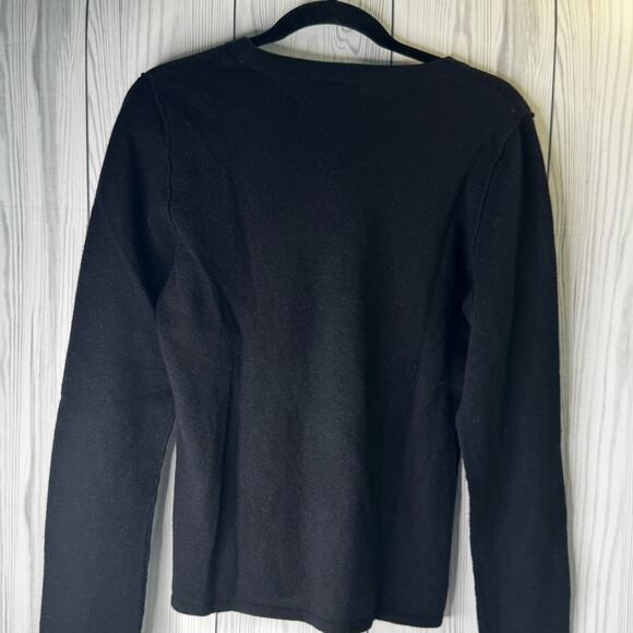 NEW Sutton Studio Black Crew Neck Sweater Womens Large 100% Cashmere - Picture 4 of 6